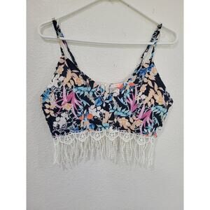 Solaris Style Women's Bohemian Flair Floral Fringe Top - Size Large #17‎